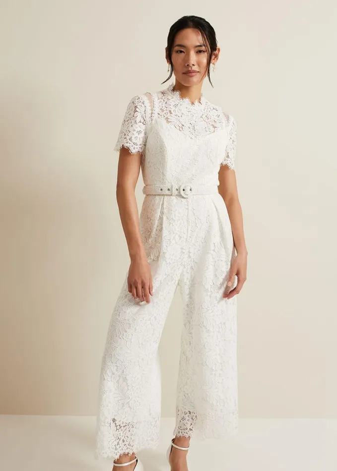 Phase Eight Amaliah Lace Jumpsuit Ivory Women Dresses