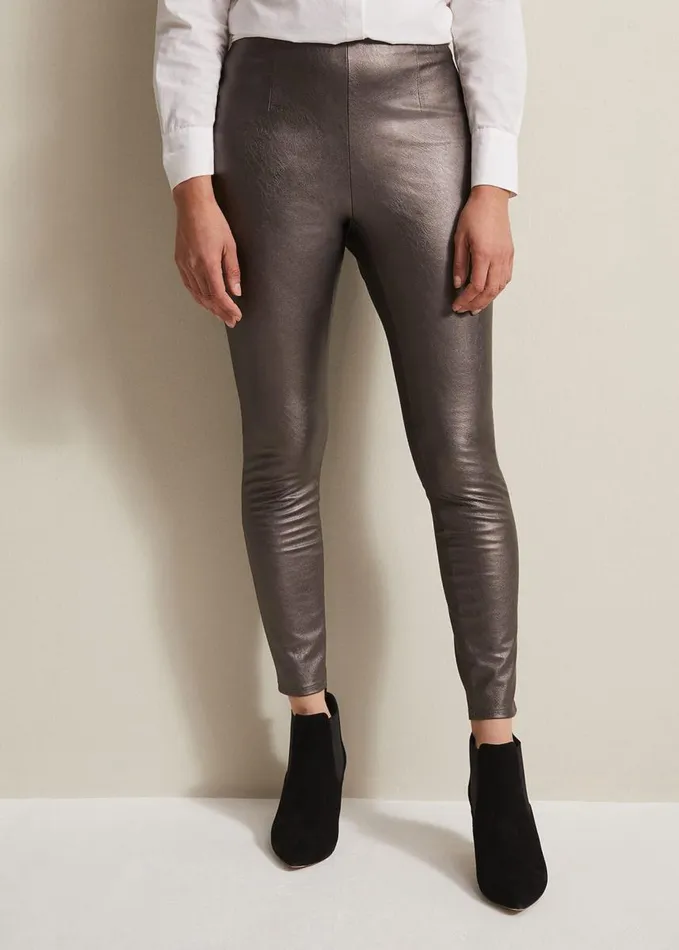Phase Eight Amina Silver Faux Leather Jeggings Silver Women Trousers