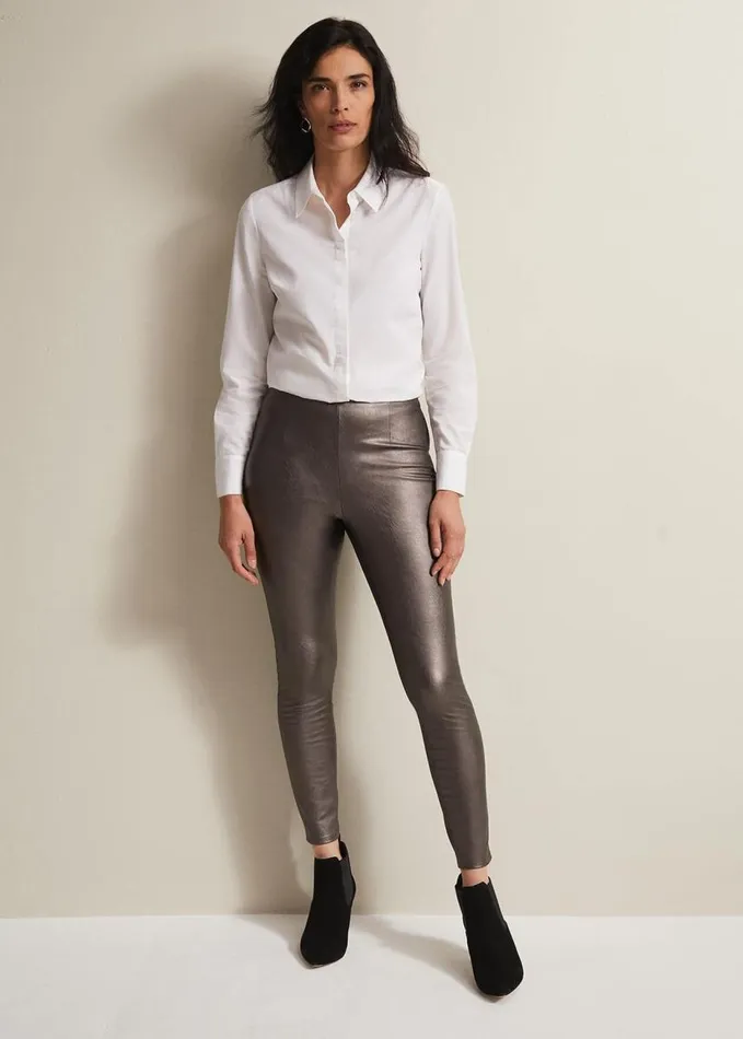 Phase Eight Amina Silver Faux Leather Jeggings Silver Women Trousers