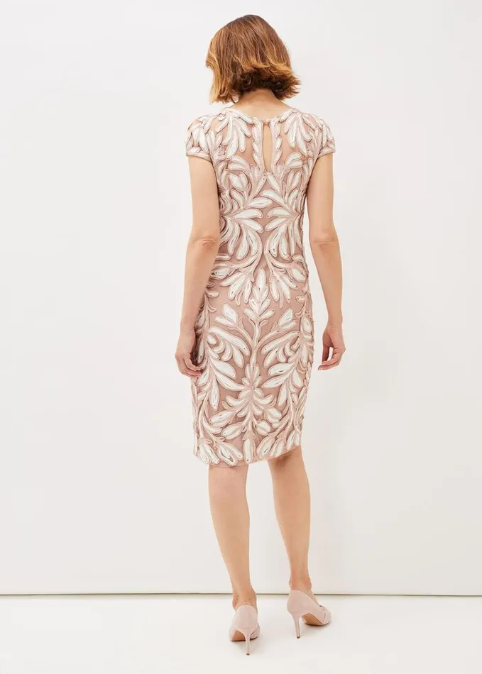 Phase Eight Anastasia Tapework Lace Dress Antique Rose Women Dresses