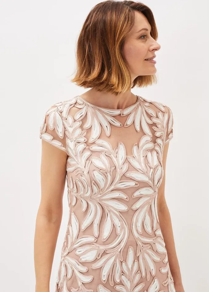 Phase Eight Anastasia Tapework Lace Dress Antique Rose Women Dresses