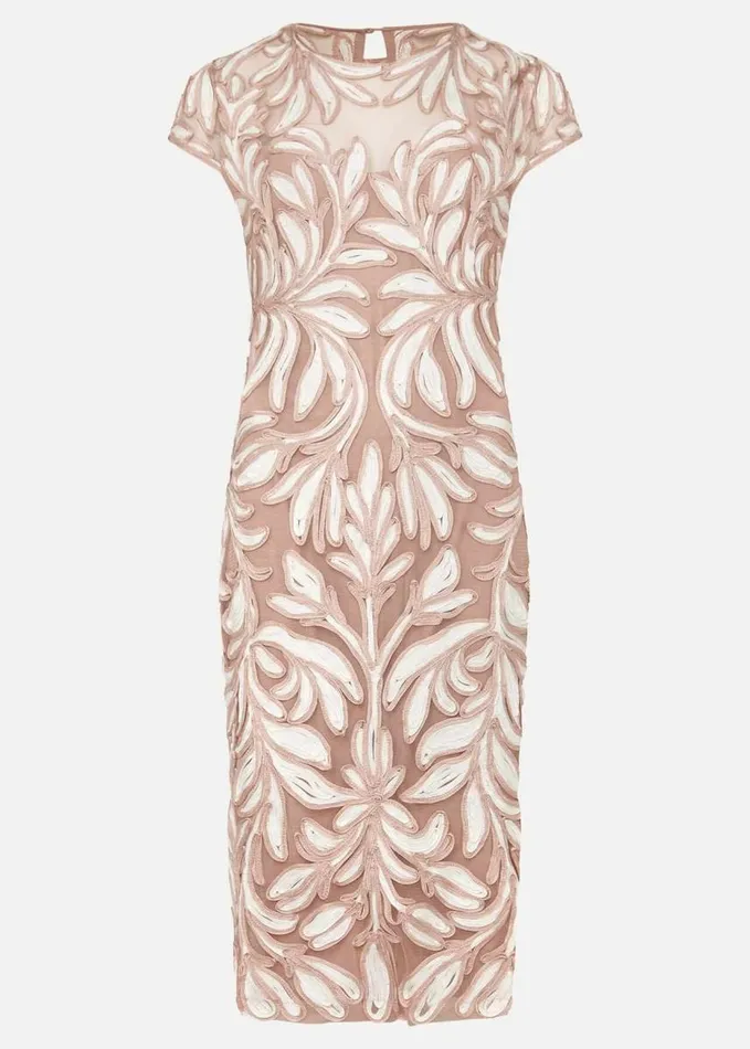 Phase Eight Anastasia Tapework Lace Dress Antique Rose Women Dresses