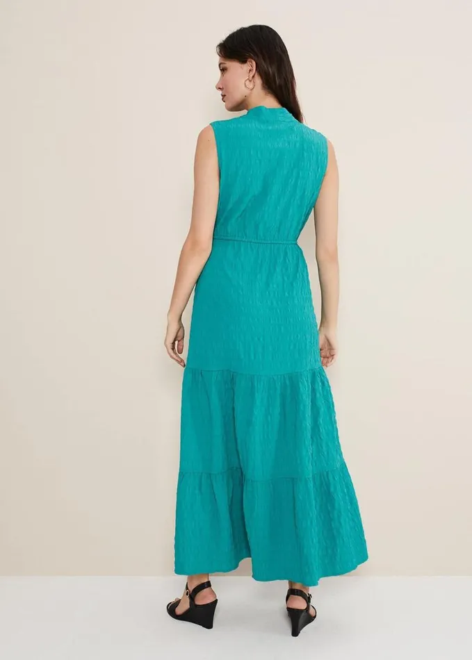 Phase Eight Anika Textured Sleeveless Midi Dress Turquoise Women Dresses