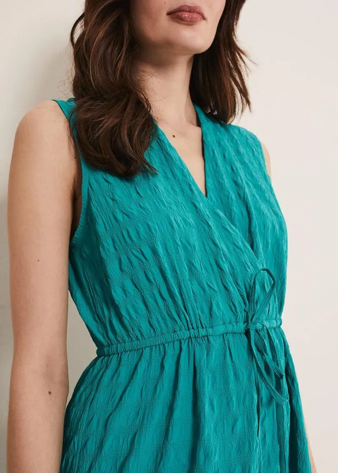 Phase Eight Anika Textured Sleeveless Midi Dress Turquoise Women Dresses