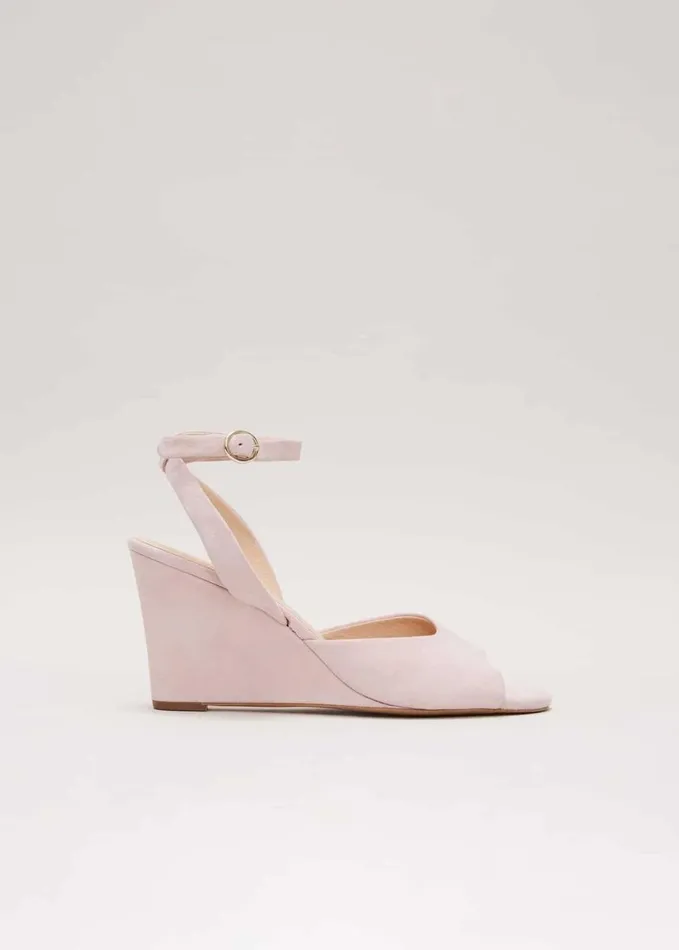 Phase Eight Ankle Strap Peep Toe Wedge Pale Pink Women Occasion Shoes