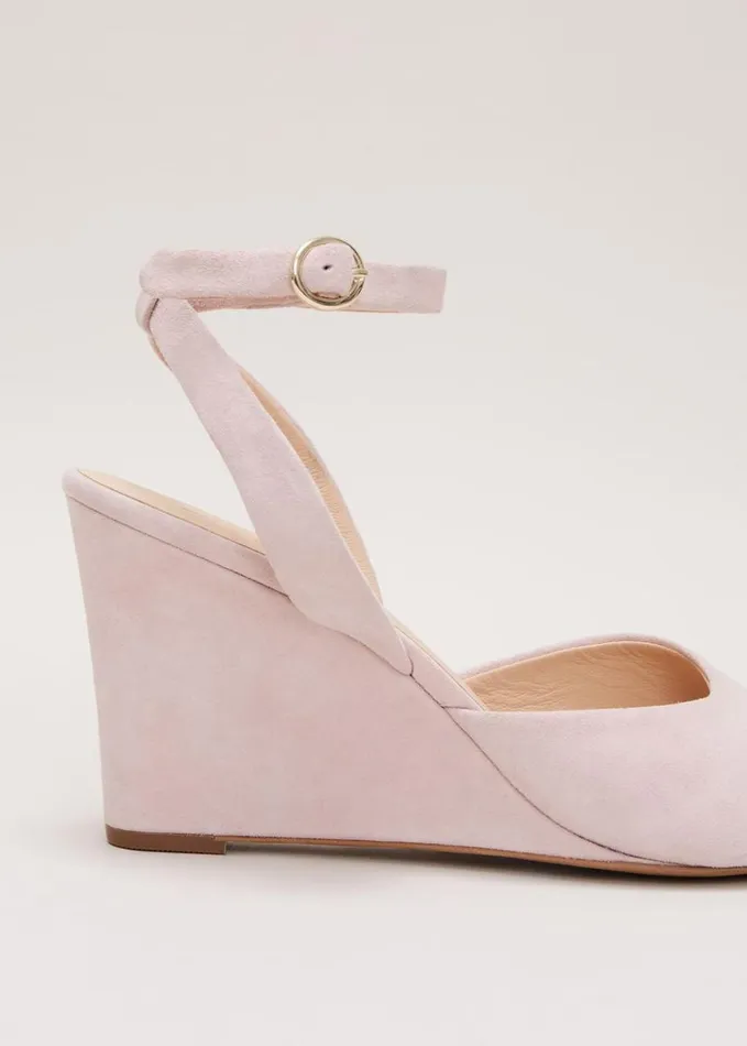 Phase Eight Ankle Strap Peep Toe Wedge Pale Pink Women Occasion Shoes