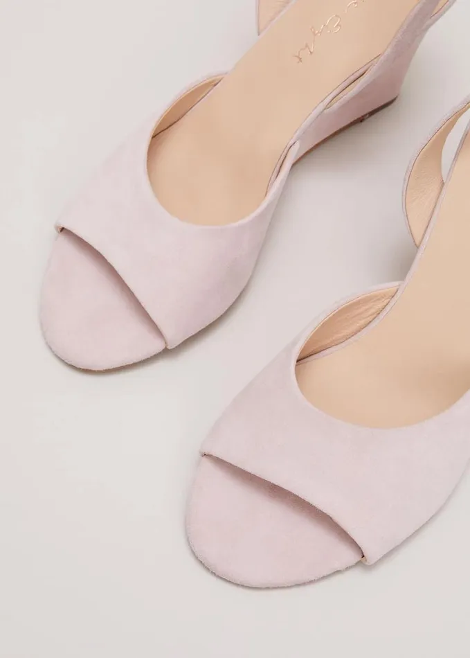 Phase Eight Ankle Strap Peep Toe Wedge Pale Pink Women Occasion Shoes
