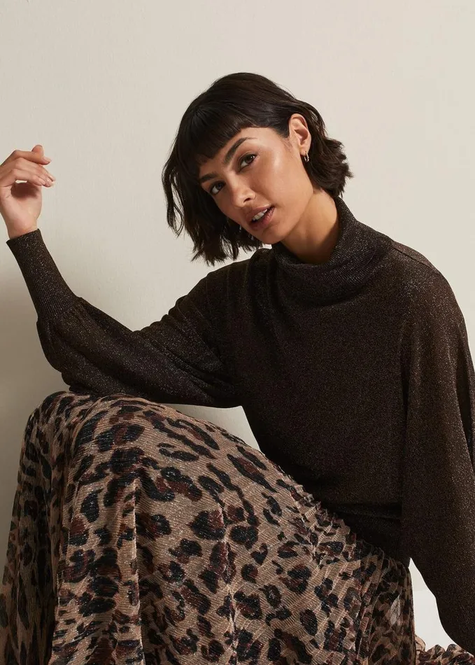 Phase Eight Annalise Lurex Batwing Jumper Bronze Women Knitwear