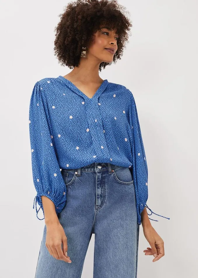 Phase Eight Annalise Spot Blouse Blues Women Shirts and Blouses