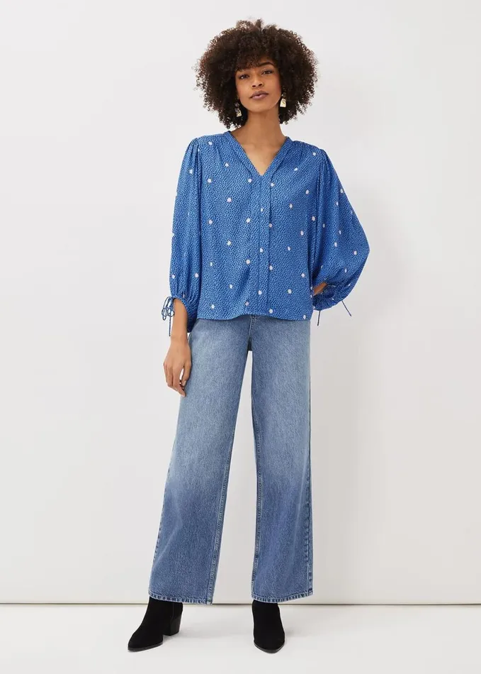 Phase Eight Annalise Spot Blouse Blues Women Shirts and Blouses
