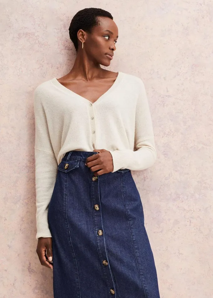 Phase Eight Arabella Cashmere Cardigan Buttermilk Women Knitwear