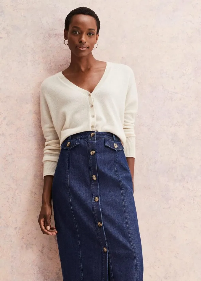 Phase Eight Arabella Cashmere Cardigan Buttermilk Women Knitwear