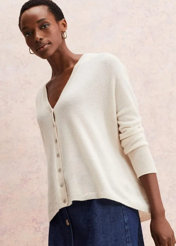 Phase Eight Arabella Cashmere Cardigan Buttermilk Women Knitwear