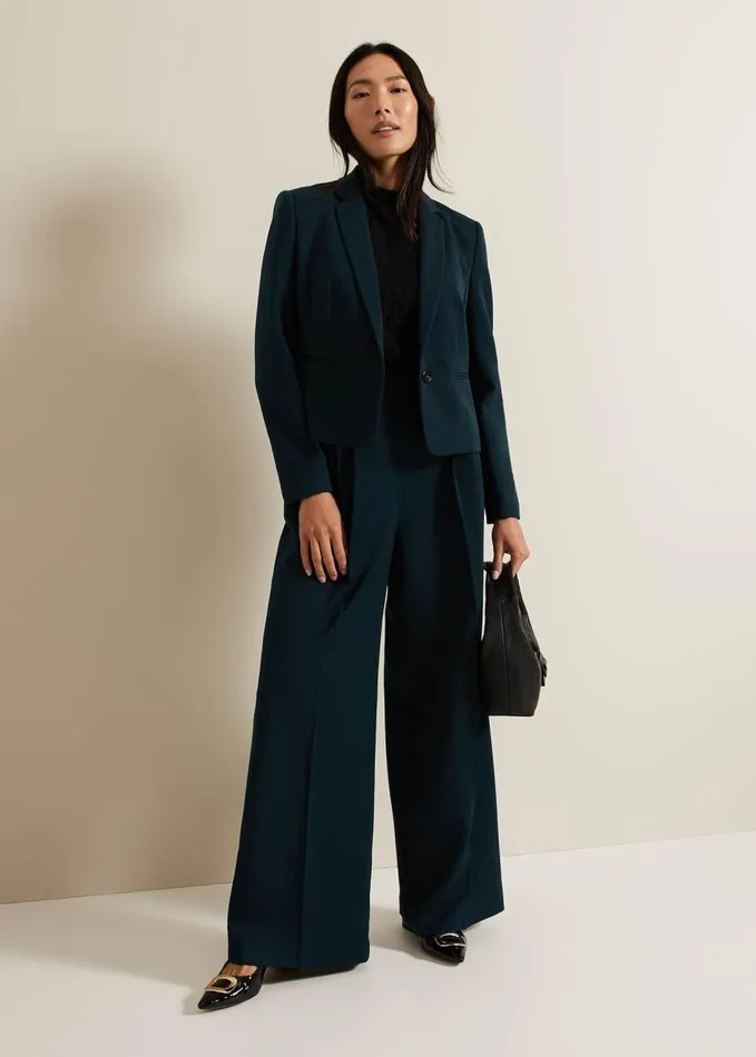 Phase Eight Arabella Pleat Wide Leg Trouser Green Women Trousers