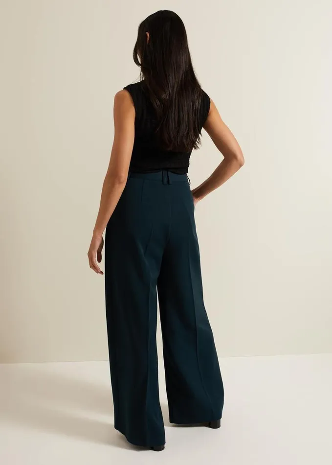 Phase Eight Arabella Pleat Wide Leg Trouser Green Women Trousers