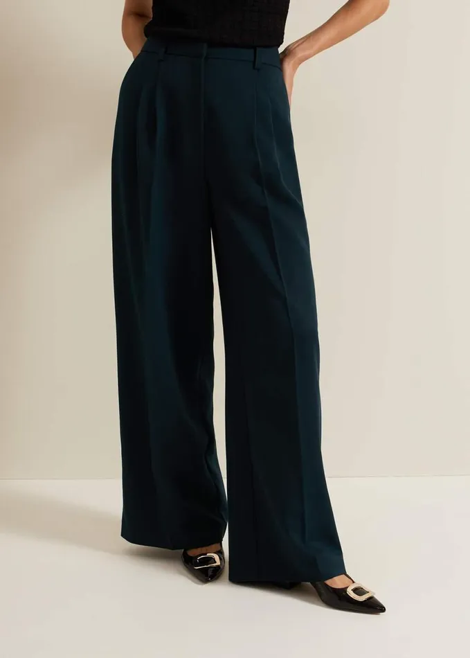 Phase Eight Arabella Pleat Wide Leg Trouser Green Women Trousers