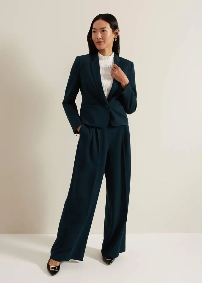 Phase Eight Arabella Pleat Wide Leg Trouser Green Women Trousers