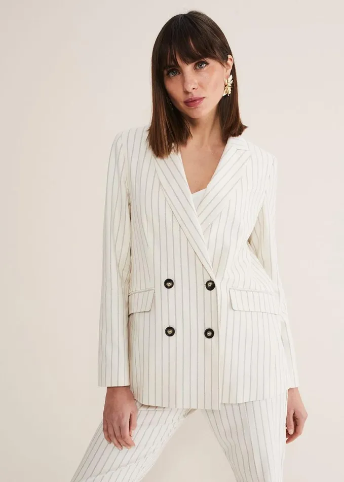Phase Eight Ariella Pinstripe Blazer Blackecru Women Coats