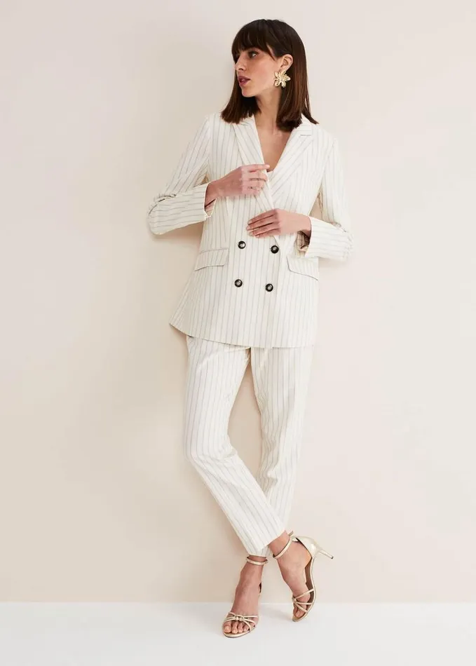 Phase Eight Ariella Pinstripe Blazer Blackecru Women Coats