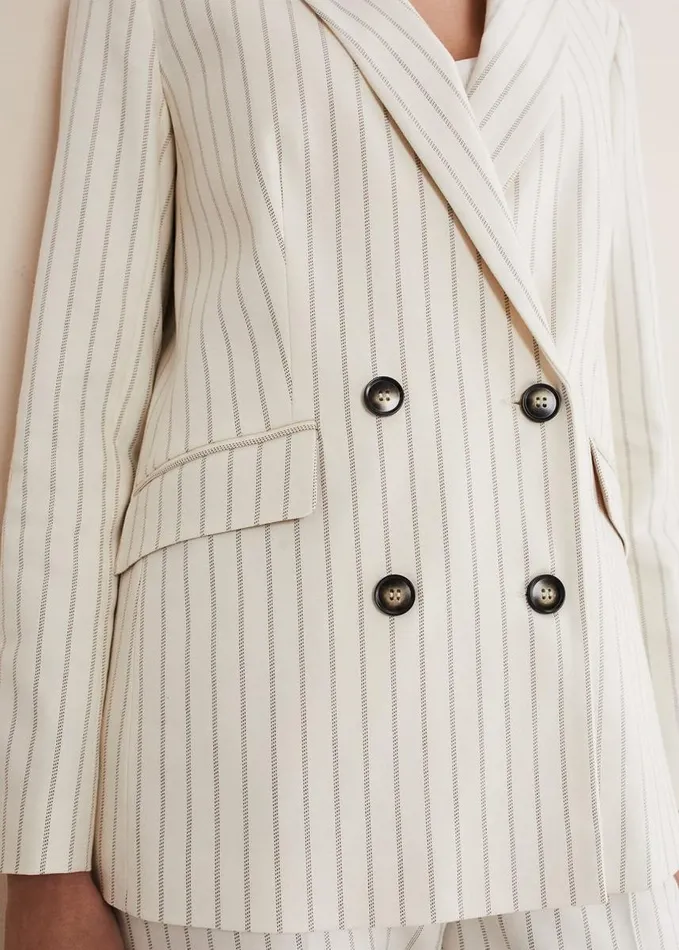 Phase Eight Ariella Pinstripe Blazer Blackecru Women Coats