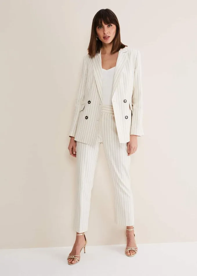Phase Eight Ariella Pinstripe Blazer Blackecru Women Coats