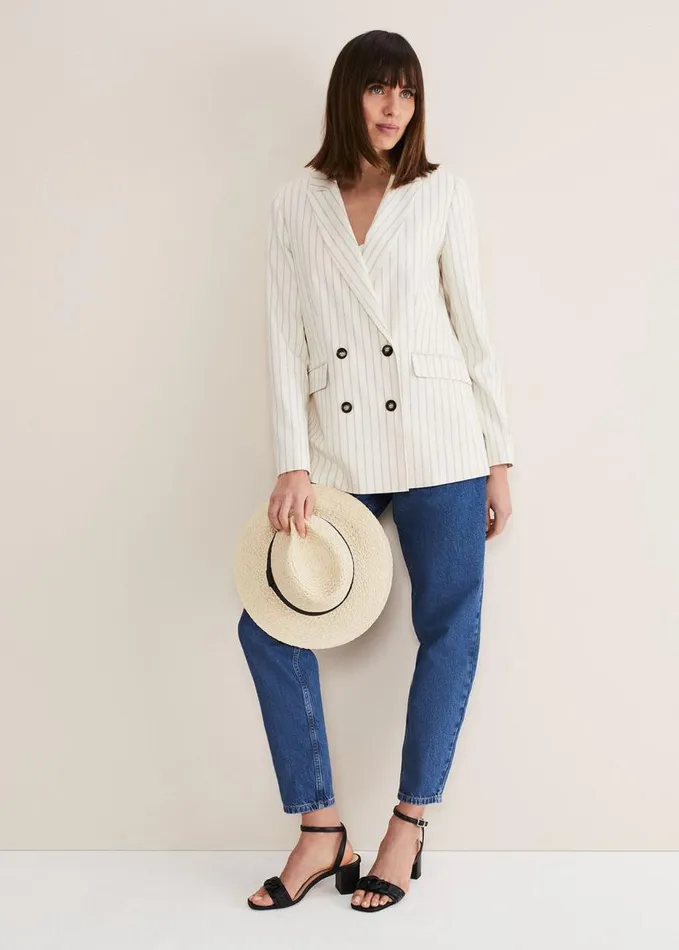 Phase Eight Ariella Pinstripe Blazer Blackecru Women Coats