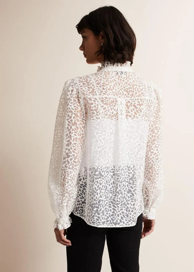 Phase Eight Astella Ruffle Burnout Blouse White Women Shirts and Blouses