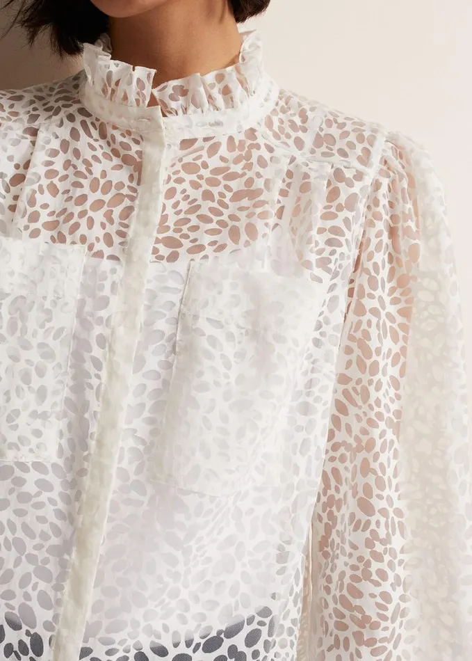 Phase Eight Astella Ruffle Burnout Blouse White Women Shirts and Blouses