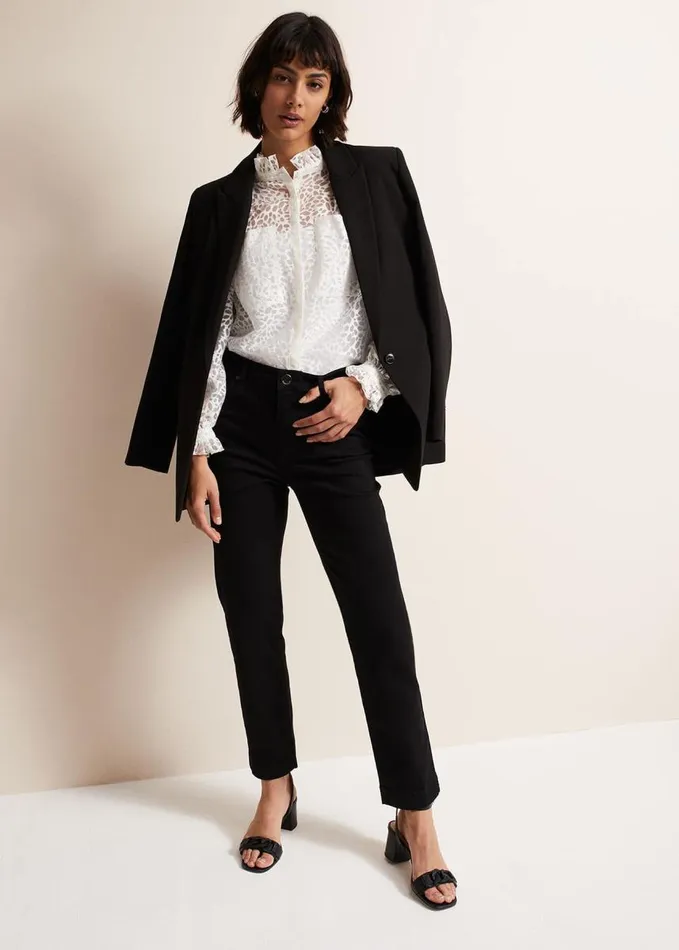 Phase Eight Astella Ruffle Burnout Blouse White Women Shirts and Blouses