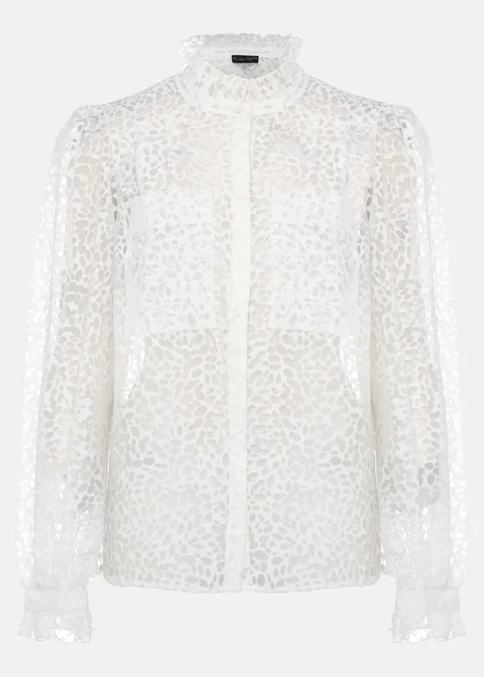 Phase Eight Astella Ruffle Burnout Blouse White Women Shirts and Blouses