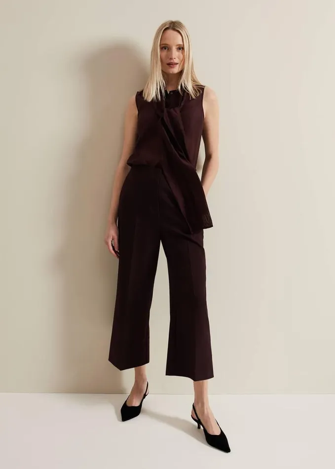 Phase Eight Aubrielle Clean Crepe Culotte Burgundy Women Trousers