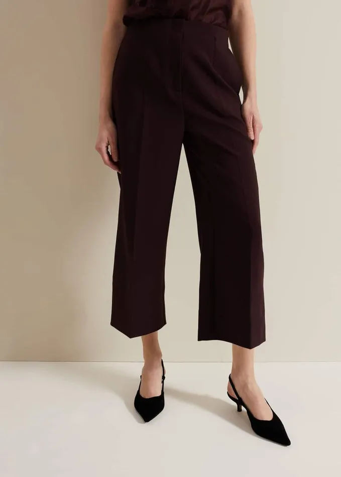 Phase Eight Aubrielle Clean Crepe Culotte Burgundy Women Trousers