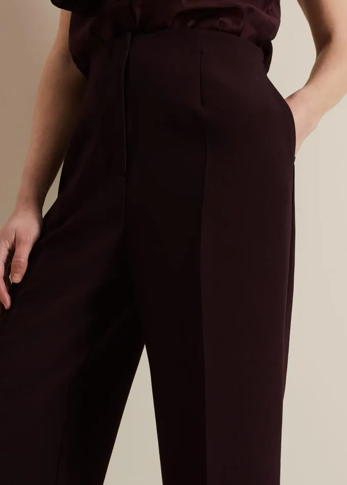 Phase Eight Aubrielle Clean Crepe Culotte Burgundy Women Trousers