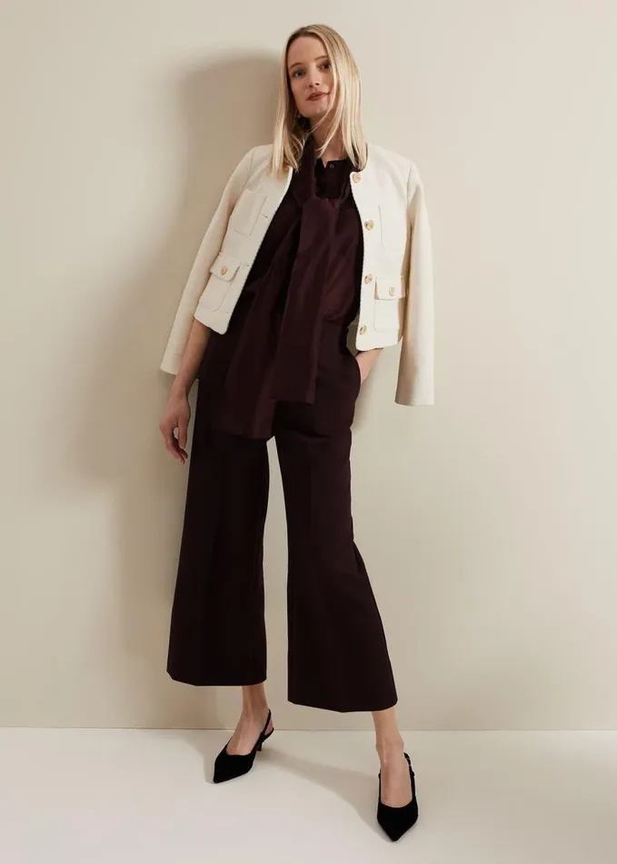 Phase Eight Aubrielle Clean Crepe Culotte Burgundy Women Trousers