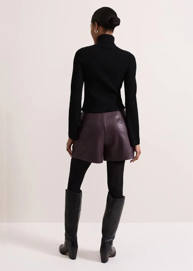 Phase Eight Aubrina Pu Short Burgundy Women Trousers