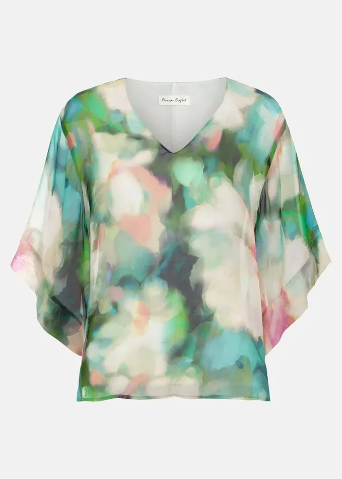 Phase Eight Ava Blurred Floral Silk Blouse Multicoloured Women Shirts and Blouses