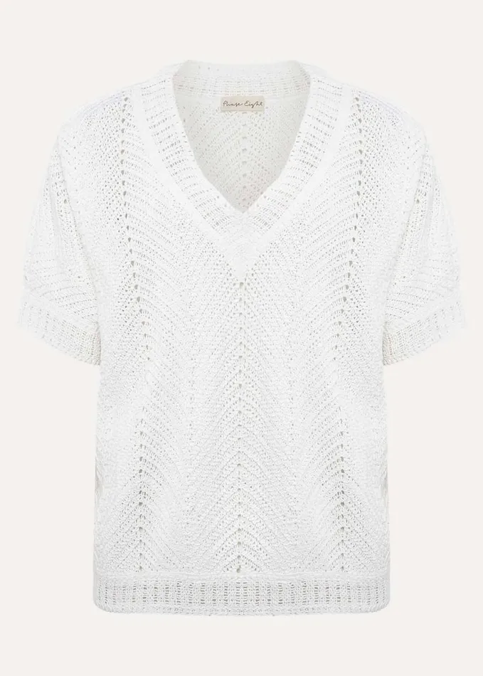Phase Eight Avas Crochet Knit Top Ivory Women Knitwear