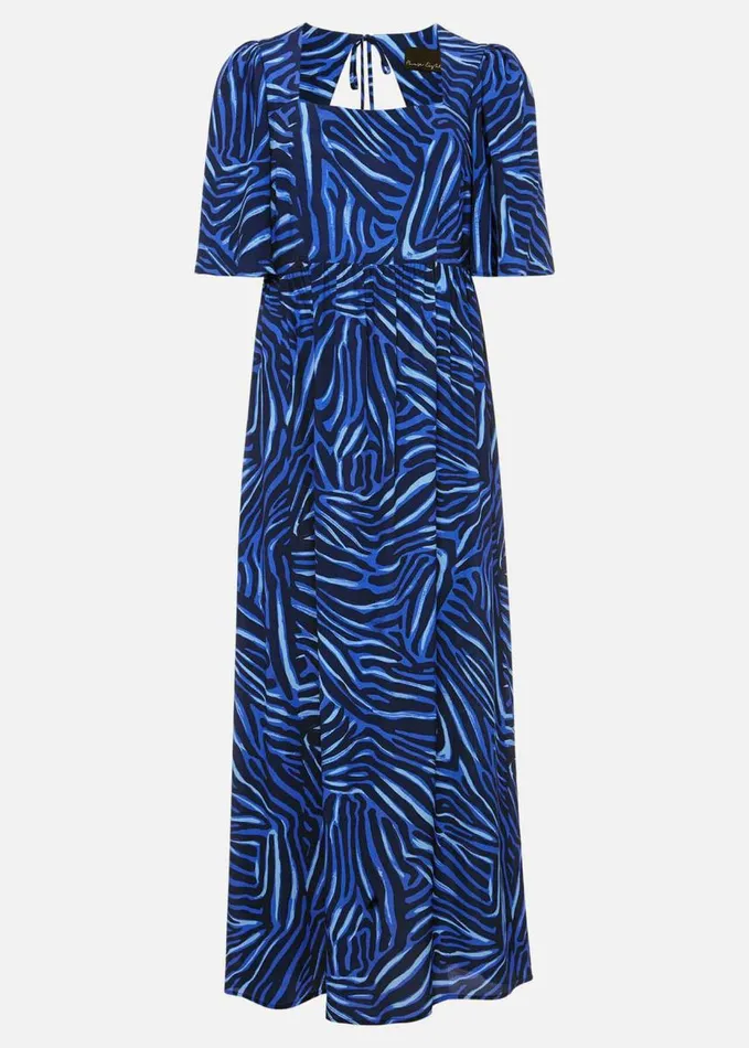 Phase Eight Ayesha Zebra Print Midi Dress Blue Women Dresses