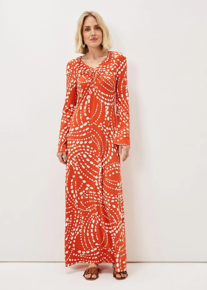 Phase Eight Ayla Spot Print Midi Dress Burnt Orange Women Dresses