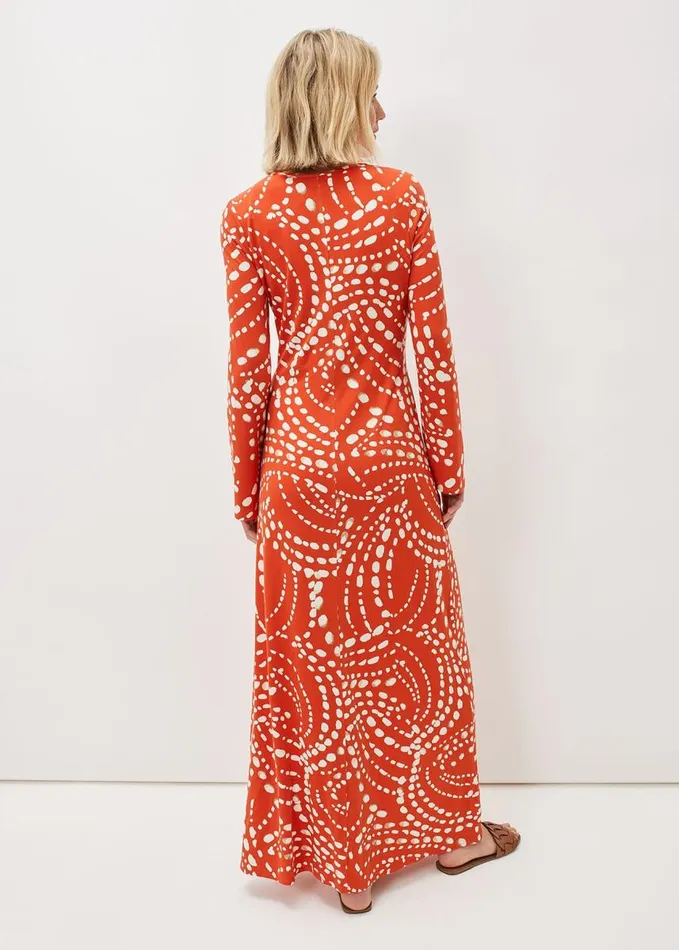 Phase Eight Ayla Spot Print Midi Dress Burnt Orange Women Dresses