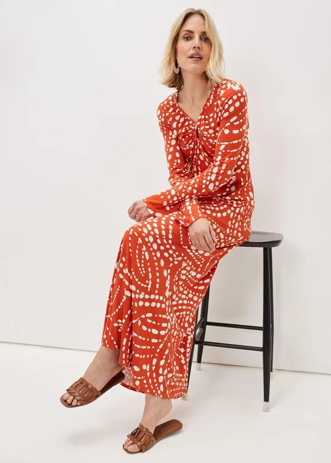 Phase Eight Ayla Spot Print Midi Dress Burnt Orange Women Dresses