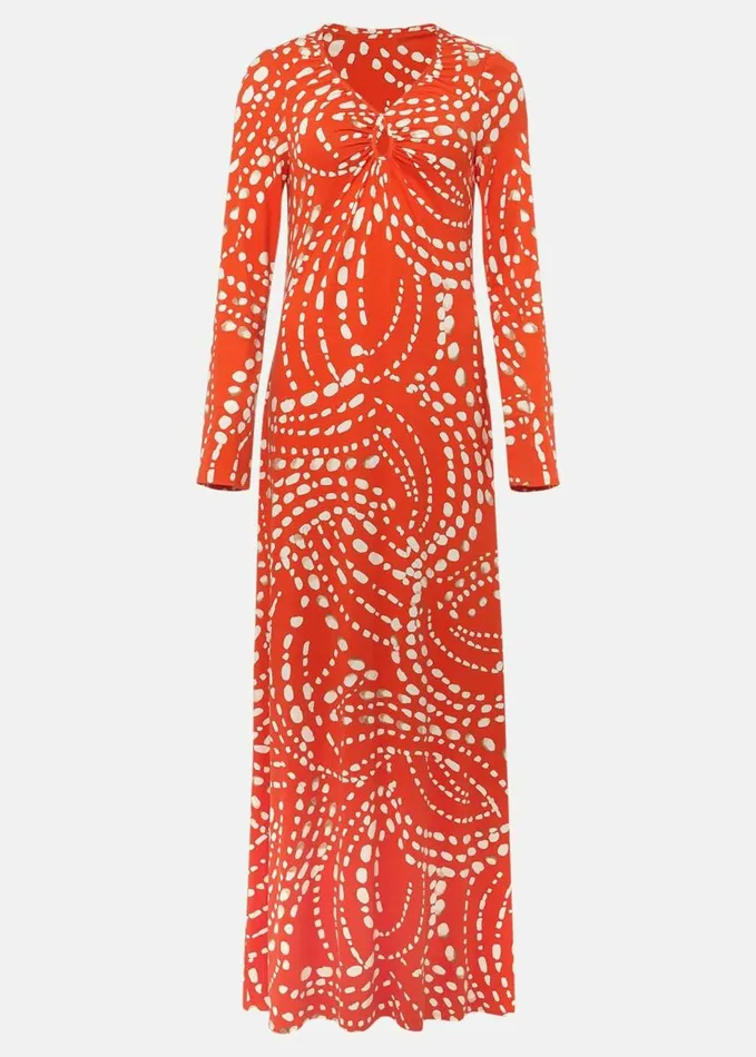 Phase Eight Ayla Spot Print Midi Dress Burnt Orange Women Dresses