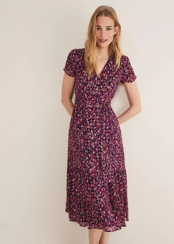 Phase Eight Azalea Ditsy Short Sleeve Midi Dress Pinkmulti Women Dresses