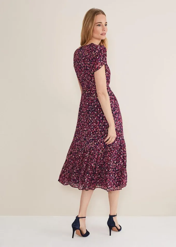 Phase Eight Azalea Ditsy Short Sleeve Midi Dress Pinkmulti Women Dresses