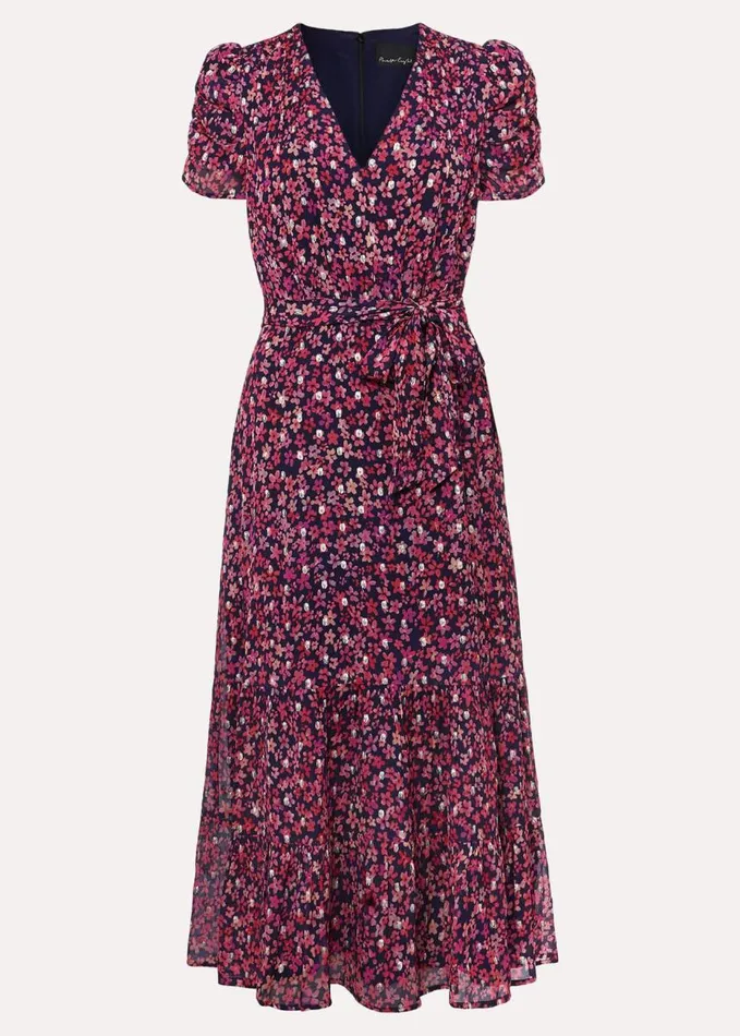 Phase Eight Azalea Ditsy Short Sleeve Midi Dress Pinkmulti Women Dresses