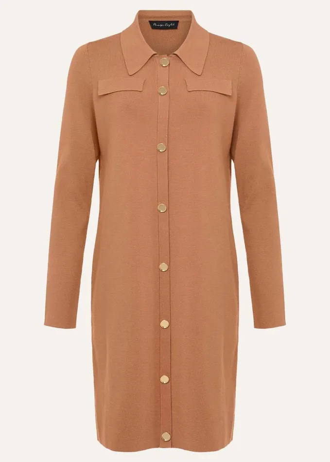Phase Eight Azealia Fine Knit Tunic Mini Dress Camel Women Dresses
