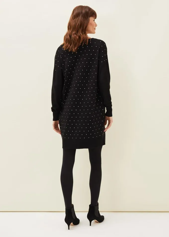 Phase Eight Bailie Studded Knit Dress Black Women Dresses