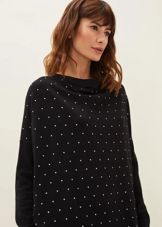 Phase Eight Bailie Studded Knit Dress Black Women Dresses