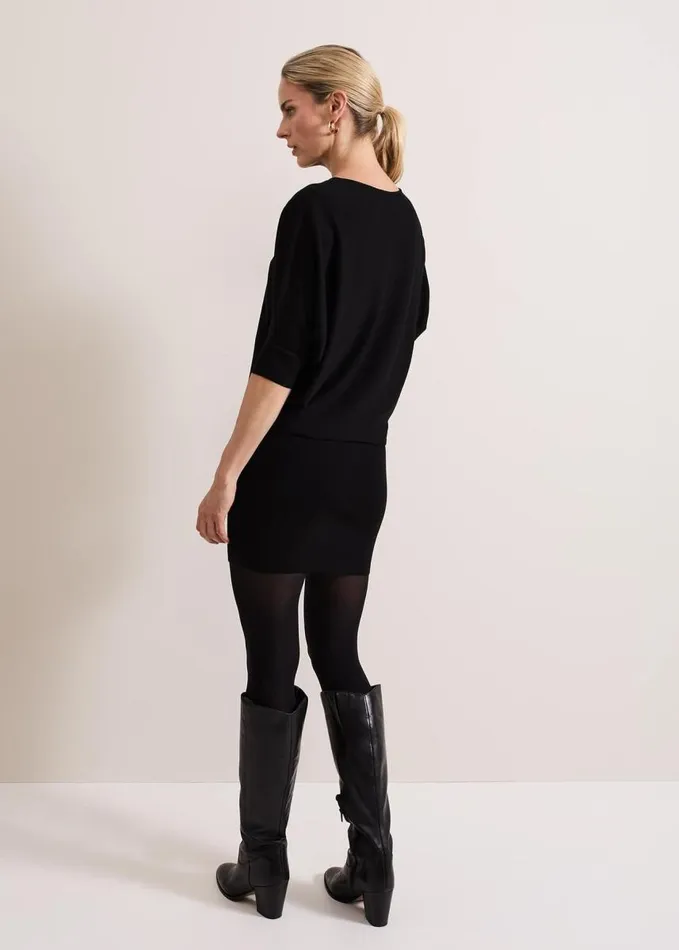 Phase Eight Becca Batwing Knitted Dress Black Women Dresses