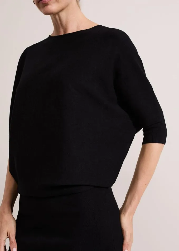Phase Eight Becca Batwing Knitted Dress Black Women Dresses